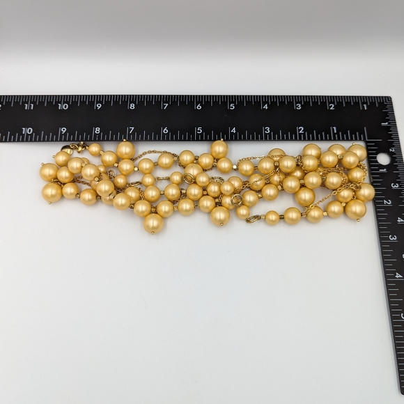 J. Crew Golden Faux Pearl Necklace Hook Clasp Retired 36" Long Marked Statement - Picture 6 of 7
